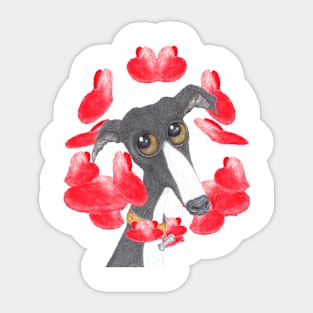 GREYHOUND IN HEARTS Sticker